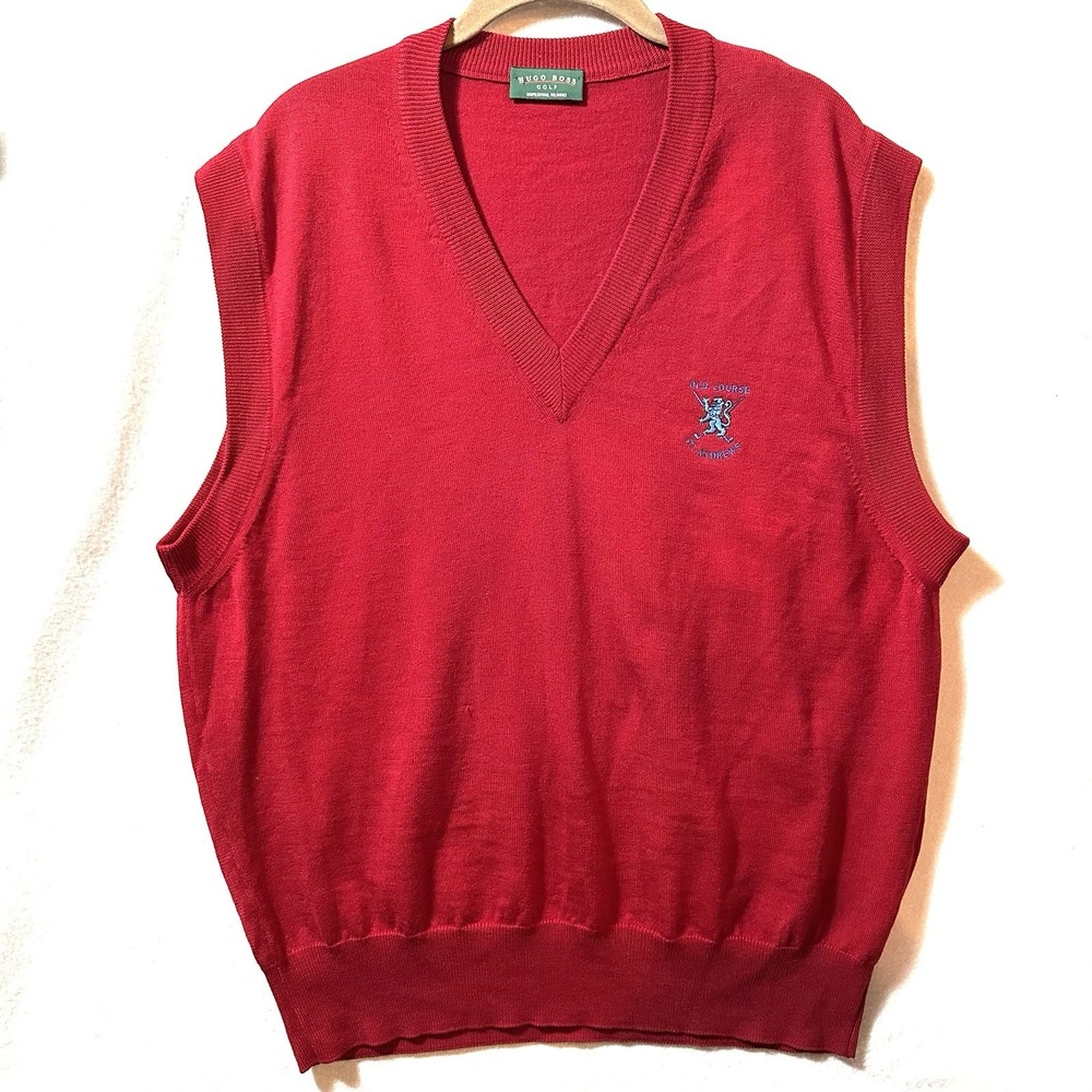 Hugo Boss‎ Golf Sweater Vest Mens Large L Merino Wool Old Course St. Andrews